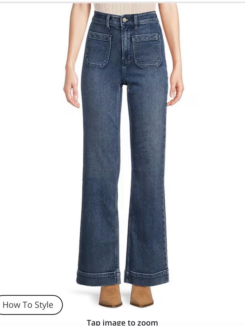 Faherty Stretch Terry High Rise Wide Leg Front Patch Pocket Jeans